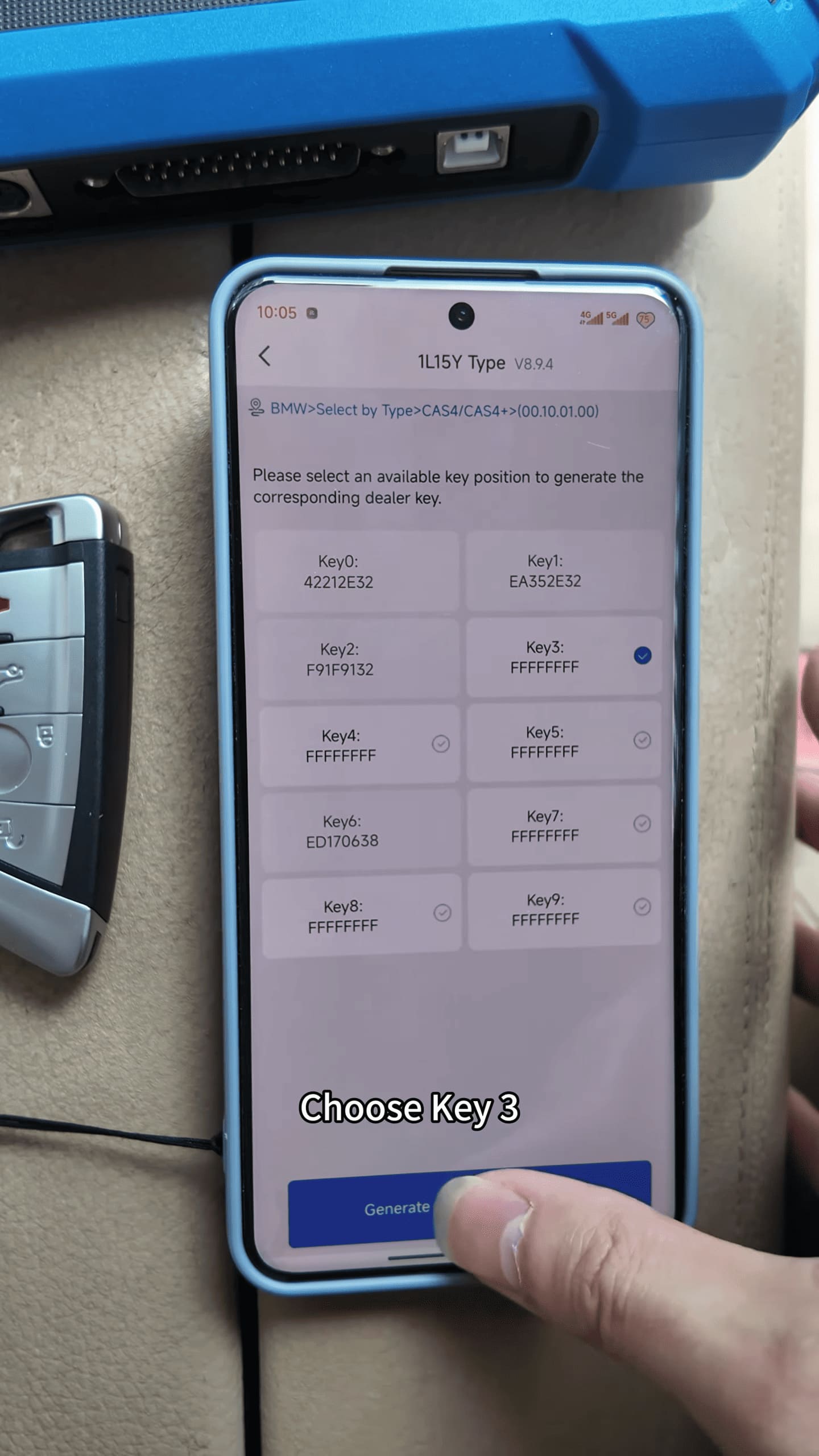 BMW 730Li 2009 Key Programming with KEYDIY KD X4 & EPA Adapter 8 Загрузите ранее сохраненные оригинальные данные