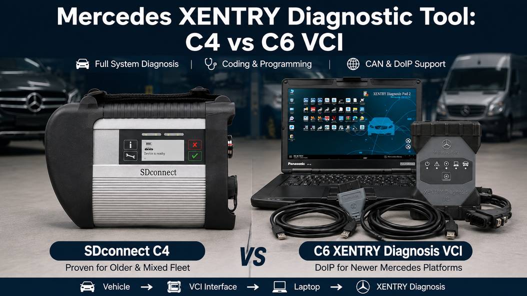 Сравнение Mercedes XENTRY диагностического инструмента между SDconnect C4 и C6 XENTRY Diagnosis VCI