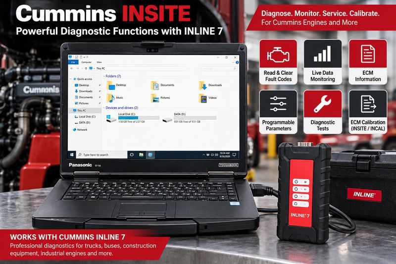 Диагностические функции Cummins INSITE с использованием адаптера INLINE 7