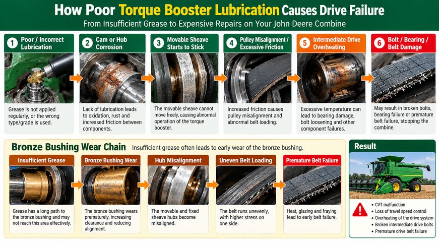 Цепочка отказов torque booster, вызванная плохой смазкой и износом бронзовой втулки