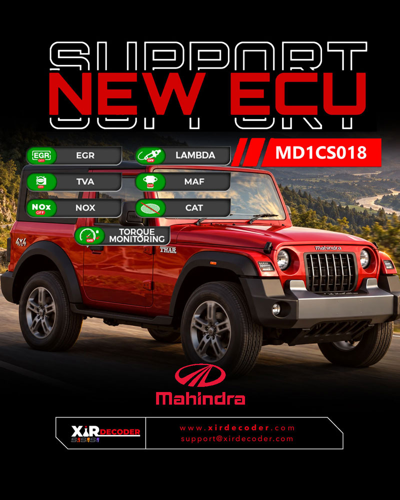 xirdecoder mahindra md1cs018 update dtc egr maf nox more