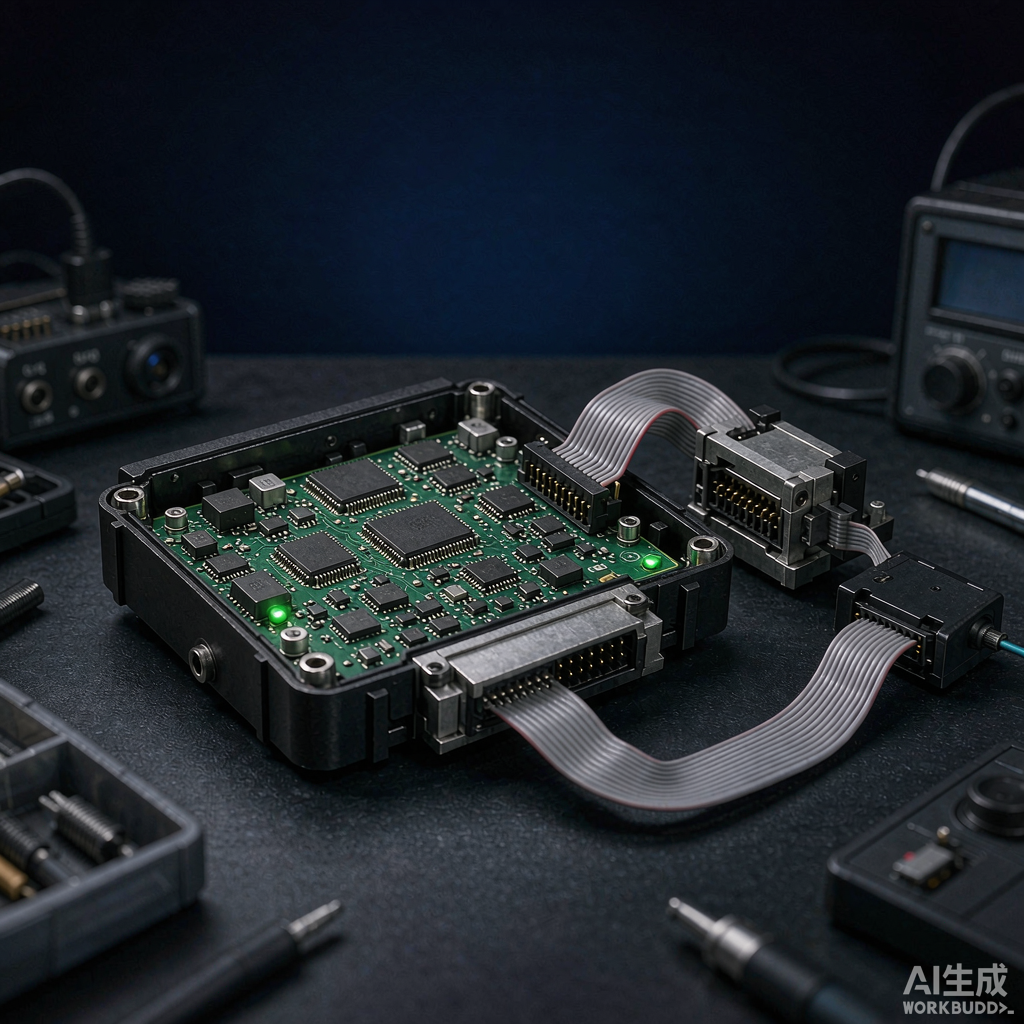 Стенд для чип-тюнинга ECU с блоком управления двигателем Magneti Marelli и программатором