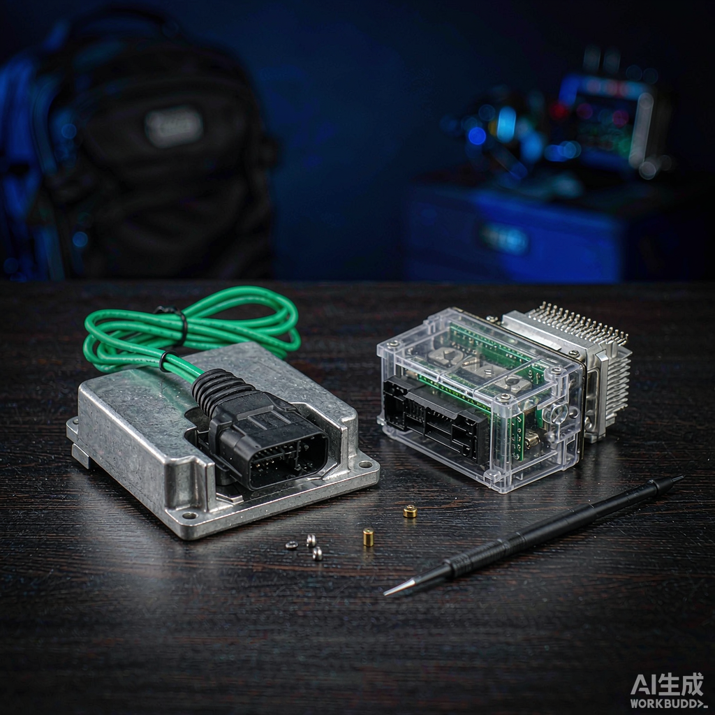 Крупный план внедорожного ECU Keihin на верстаке техника