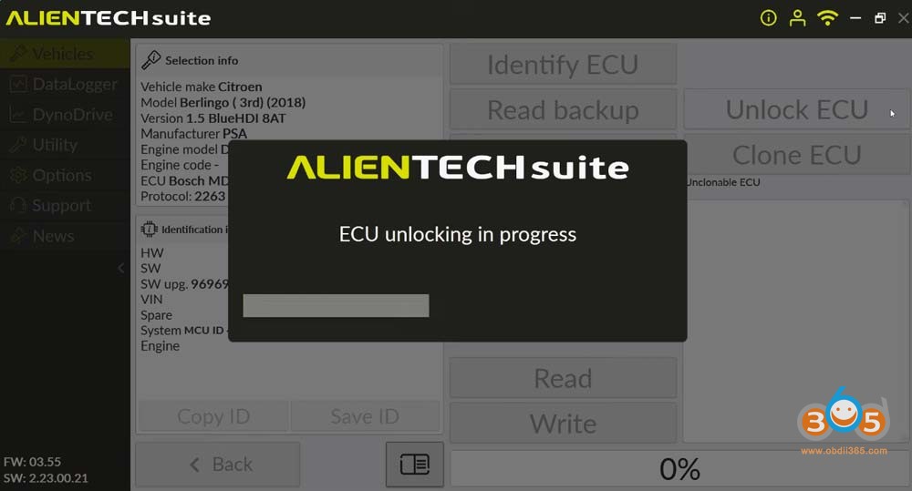unlock mdg1 ecu with kess3 unlock module 15