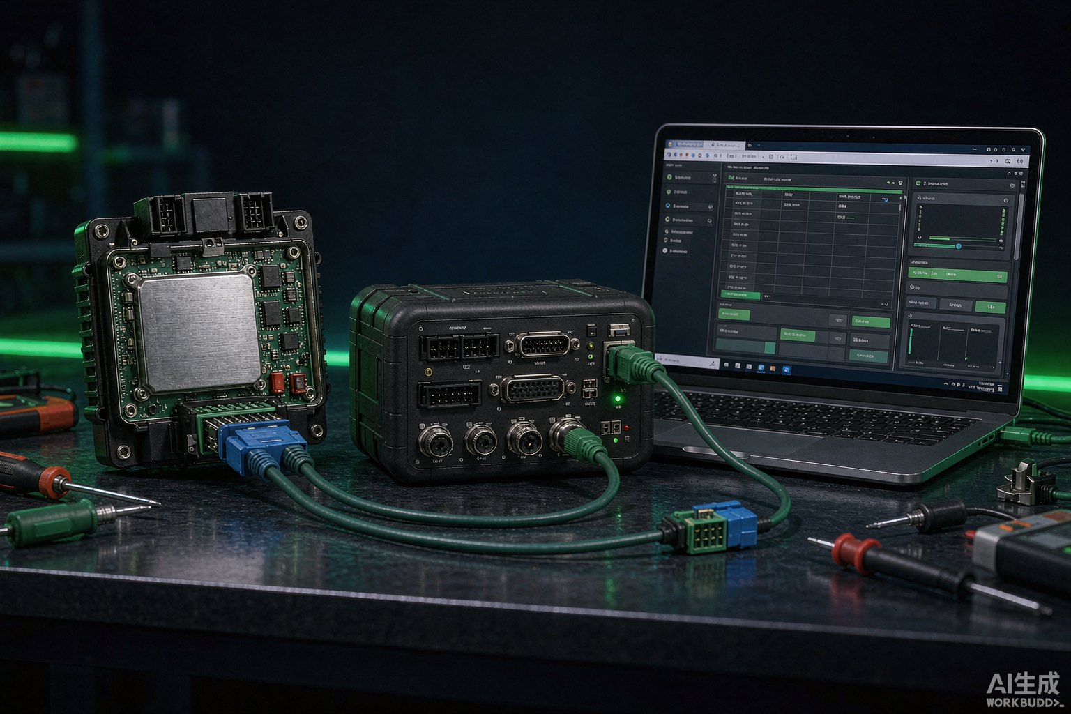 Программатор ECU EngineDance X5 разблокирует блок управления двигателем грузовика Bosch ECM4 на верстаке